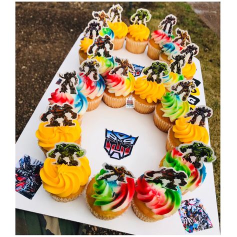 #transformers #cupcakes #birthday #birthdayparty #8 Transformer Cupcakes, Transformers Cupcakes, Transformers Birthday Cake, Transformers Cake, Transformers Birthday Parties, Transformers Birthday, Monkey Birthday Parties, Cap Cake, Cake Pulls