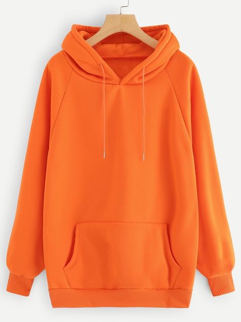 Solid Hoodie, Winter Typ, Thermal Hoodie, Orange Hoodie, Women Sweatshirts, Color Block Sweatshirt, Kangaroo Pocket Hoodie, Pocket Hoodie, Drawstring Hoodie