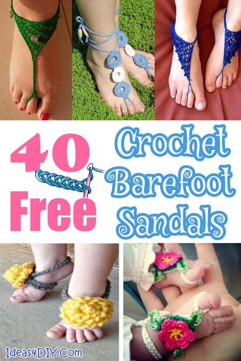 Collection of Free Barefoot Sandals Crochet Patterns with Tutorials #CrochetBarefootSandals #CrochetPatterns #CrochetSandals Barefoot Sandals Tutorial, Diy Barefoot Sandals, Soleless Sandals, Barefoot Sandals Crochet Pattern, Beginner Crochet Patterns, Barefoot Sandals Baby, Crochet Barefoot Sandals, Crochet Poncho Free Pattern, Sandals Patterns