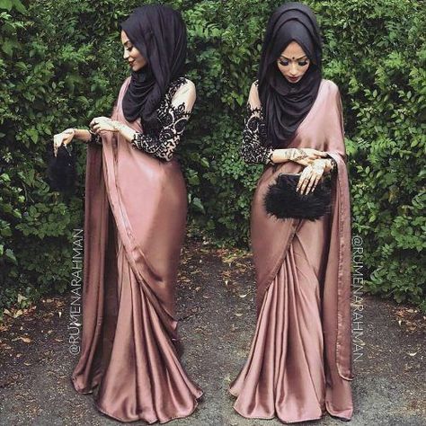 30 Latest Eid Hijab Styles With Eid Dresses-2019 Eid Fashion Saree With Hijab, Eid Fashion, Baju Kahwin, Velvet Saree, Eid Outfits, Gaun Fashion, Salwar Kamiz, Mode Abaya, Eid Dresses