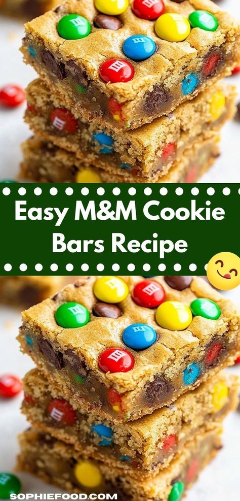 Craving a sweet treat? This M&M Cookie Bars recipe is the perfect dessert for any occasion. It's simple to make and packed with colorful chocolate candies, making it a delightful choice for family gatherings. M M Cookie Bars, Cookie Bars Easy, M M Cookies, Chocolate Candies, Soft Bakes, Cookie Flavors, Baking Project, Cookie Bar Recipes, Classic Cookies