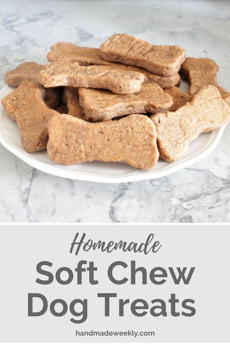 Soft Chew Dog Treats - Handmade Weekly Soft Dog Treats, Homemade Dog Cookies, Easy Dog Treat Recipes, Dog Biscuit Recipes, Easy Dog Treats, Healthy Dog Treats Homemade, Peanut Butter Dog Treats, Dog Treats Homemade Recipes, Food Dog