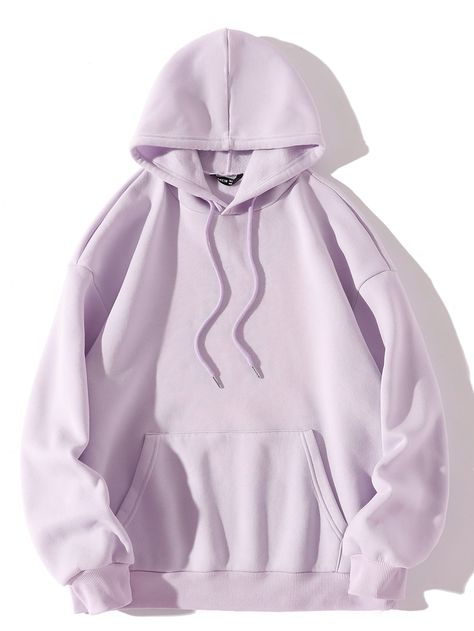 Mauve Purple Casual  Long Sleeve Cotton Plain Pullovers Embellished Slight Stretch Spring Plus Size Sweatshirts Drop Shoulder Hoodie, Purple Hoodie, Lined Hoodie, Looks Street Style, Plus Size Kleidung, Basic Long Sleeve, Loose Sweater, Fall Winter Outfits, Knitted Pullover