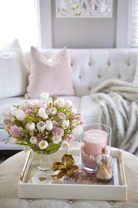 Spring Home Decor Ideas, Spring Living Room Decor, Spring Living Room, Home Decor Spring, Spring Interiors, Feminine Decor, Table Decor Living Room, Pink Home Decor, My Funny Valentine