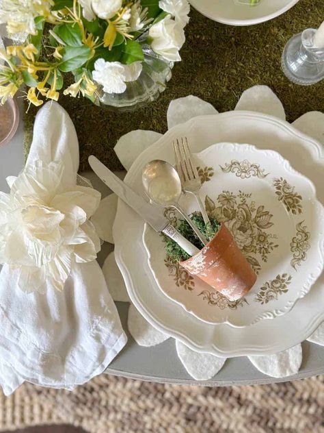 Mothers Day Tablescapes, Moss Table Runner, Place Setting Ideas, Plant Trays, Cranberry Orange Cake, Brunch Table Setting, Small Clay Pot, Small Terracotta Pots, Thistlewood Farms