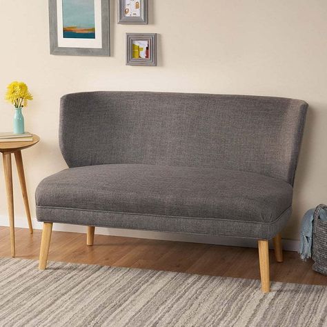 15 Cheap Sofa Alternatives That Work Wonders Breakfast Area Ideas, Armless Settee, Polyester Sofa, Office Corner, Condo Apartment, Mid Century Modern Fabric, Pillow Ideas, Piano Room, Therapy Office