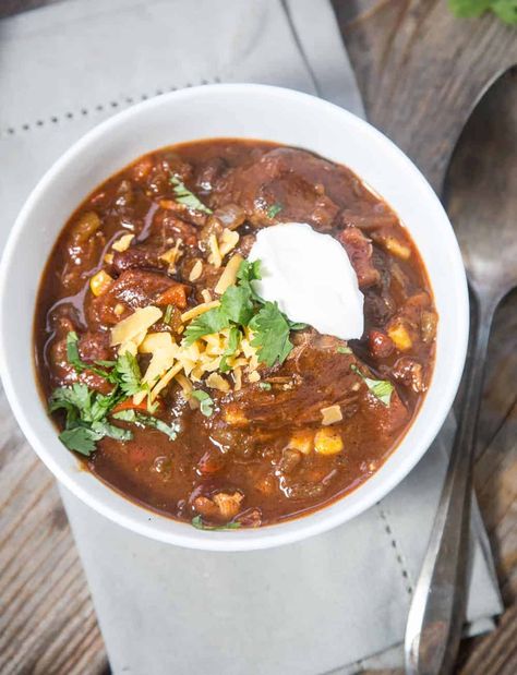 Award-Winning recipe for Smoked Beef Brisket Chili. The most incredible use for leftover brisket. You’re going to love this! #brisketchili #bestchili #smokebrisket #leftoverbrisket Smoked Brisket Chili Recipe, Smoked Chili Recipe, Leftover Smoked Brisket, Beef Brisket Chili, Brisket Chili Recipe, Smoked Brisket Chili, Ground Turkey Chili Recipe, Brisket Meat, Texas Style Chili