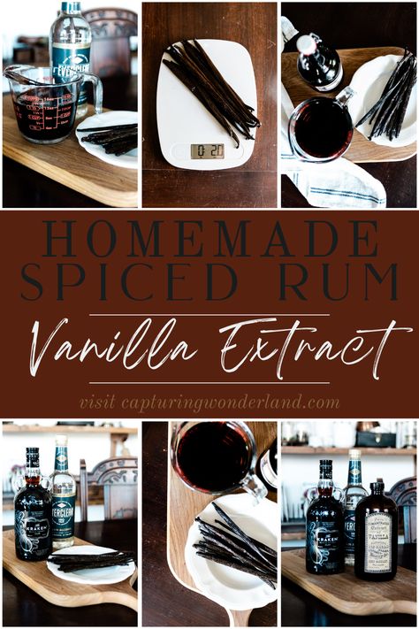 A vanilla extract made with vodka may be the most popular choice for many reasons, this Spiced Rum Vanilla Extract recipe is a definite must-try for even more depth of flavor. #spicedrumvanillaextract #homemadevanillaextract #vanillaextract #spicedrumbaking Making Vanilla Extract With Rum, Rum Vanilla Extract, Vanilla Recipes Homemade, Extract Recipes, Make Vanilla Extract, Vanilla Extract Recipe, Rum Extract, Good Rum, Country Vibe