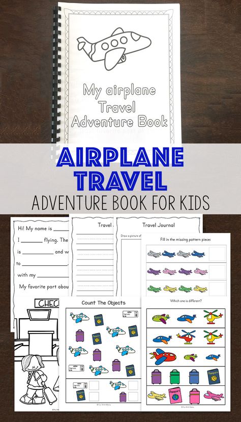 Free printable airplane travel activity book for kids with coloring pages, journal pages, activity worksheets and more fun ideas while at the airport. Travel Hacks With Kids, Travel Wallpaper Iphone, Travel Hacks Kids, Travel Hacks Airplane, Airplane Activities, Travel Journal Pages, Long Flights, Toddlers And Preschoolers, Airplane Travel