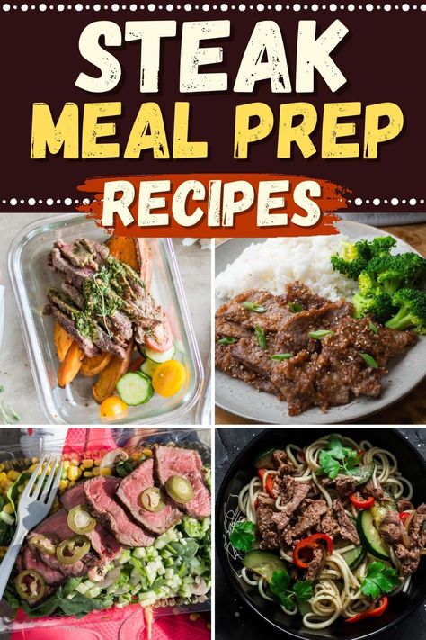 Try these steak meal prep recipes for easy dinners! From bowls to stir-fry to steak bites, they all make life easier. Sirloin Steak Meal Prep, Steak Bowl Meal Prep, Skirt Steak Meal Prep, Flank Steak Freezer Meals, Steak Lunch Meal Prep, Steak And Rice Meal Prep, Meal Prep With Steak, Steak Meal Prep Ideas, Meal Prep Steak