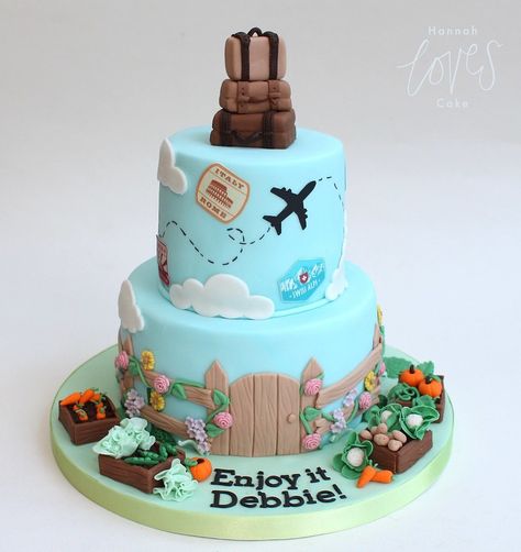 gardening & travel retirement cake | For a colleague's retir… | Flickr Cakes Ideas For Women, Retirement Cakes Ideas For Women, Retirement Cake, Two Tier Cake, Love Cake, Tiered Cakes, Enjoy It, Butter Cream, The Garden