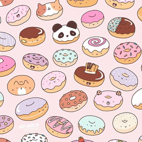 Happy National Donut Day - Again!  What's your favorite flavor ? If you're craving not only donuts, but also kawaii donut stuff, you can find this kawaii Donut pattern on lots of cute thingies such as phone cases or shirts in my RedBubble & Society6 shop! Today it's 20% off everything on RedBubblewith code ✨perfect20-KiraKiraDoodles✨ Link in bio  #kawaii #doodle #donuts #nationaldoughnutday #nationaldonutday # #かわいい #可愛い Donut Drawing, Kawaii Background, Cute Donuts, Images Kawaii, Art Kawaii, Cute Wallpaper, Cute Doodles Drawings, Kawaii Doodles, Food Drawing