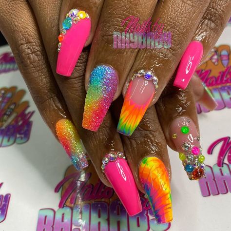 @nailsbyraybaby shared a photo on Instagram: “@iamkamillecarter #tyedye #tyedyenails #atlantanails  #nailsoftheday  #RayBabyDidMyNails #nailsbyraybaby #atlantanailtech  #atlnailtech …” • Jul 20, 2020 at 7:55pm UTC Tye Dye Nails, Bday Nails, Tie Dye Nails, Feed In Braids Hairstyles, Feed In Braids, Feed In Braid, Tie Dye Diy, Nails Polish, Nails 2023