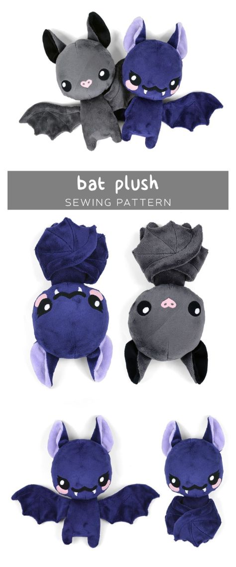 DIY Fabric Bat Plush Free Sewing Patterns | Fabric Art DIY Halloween Sewing Projects, Bat Plush, Diy Sy, Halloween Sewing, Animal Sewing Patterns, Plushie Patterns, Sewing Stuffed Animals, Costura Diy, Creation Couture