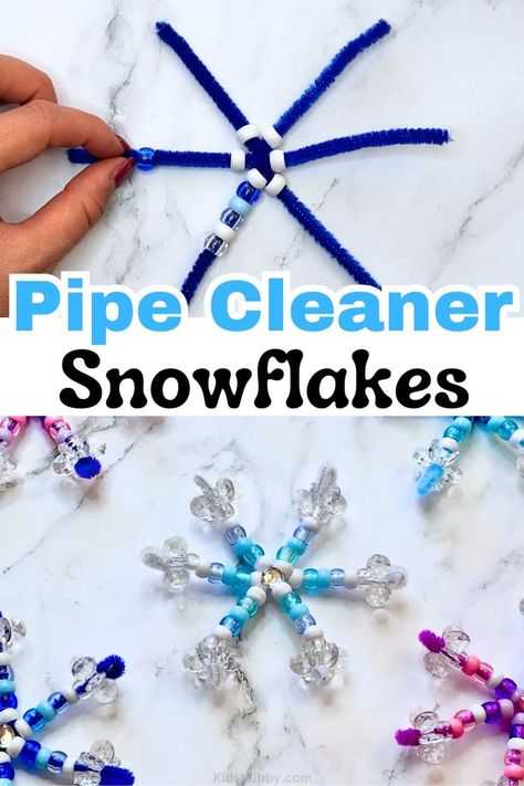 This is a the perfect craft for the holidays. It's easy, cheap, and so darn cute! My kids made about 10 of these beaded pipe cleaner snowflakes. We strung some ribbon through one of the pipe cleaner loops and turned these into homemade ornaments for our Christmas tree! Pipe Cleaner Snowflakes, Cheap Christmas Crafts, Peppermint Candy Ornaments, Christmas Beads Craft, Diy Hand Soap, Craft For Preschool, Fun Winter Crafts, Make Craft, How To Make Snowflakes