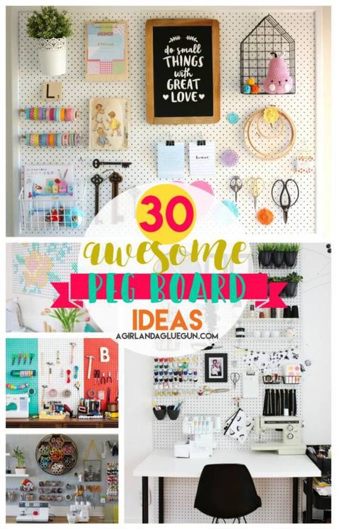 Over 30 Ways to Organize with a Peg Board  – Scrap Booking Peg Board Organization, Painted Pegboard, Large Pegboard, Board Organization, Peg Wall, Peg Boards, Pegboard Organization, Sticker Organization, Hacks And Tips