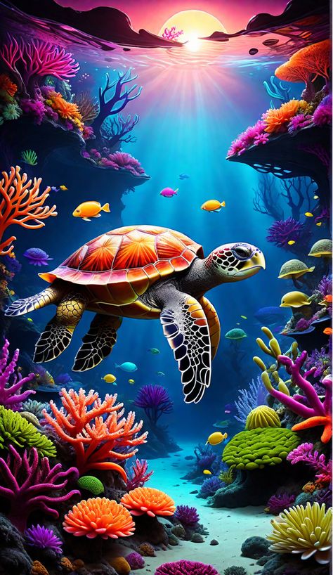 Sea Life Art Drawing, Sea Turtles Wallpaper, Under Water Photography, Under The Sea Images, Under The Sea Drawings, Ocean Creatures Art, Turtle Pictures, Holy Spirit Tattoo, Sea Turtle Pictures