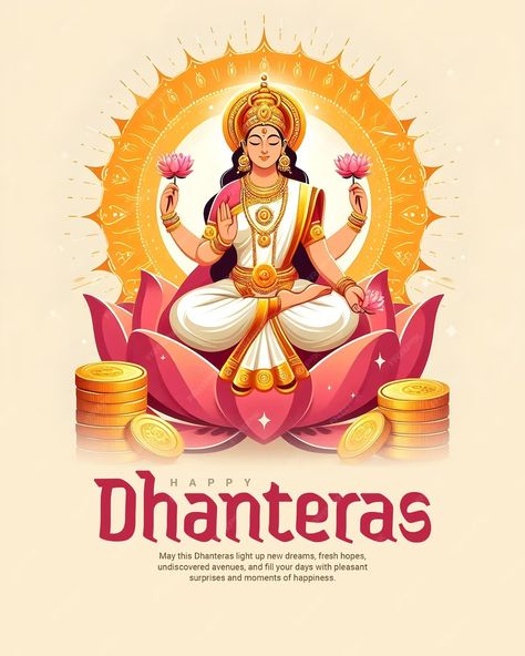 Happy Dhanteras and Dhanatrayodashi with Diwali celebration Social Media Post Template Banner | Premium AI-generated PSD Devi Lakshmi, Diwali Poster, Happy Dhanteras, Diwali Greetings, Social Media Post Template, Diwali Wishes, Happy May, Diwali Celebration, Hindu Festivals