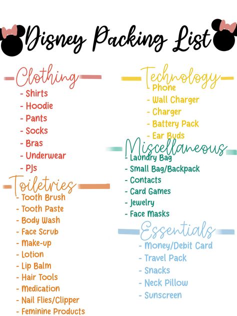 #disney #aesthetic #packing #vacation #cute #essentials Pack For Thanksgiving Trip, Disney Paris Packing List, Packing List Disney World, Disney List Packing, Disney World Essentials Packing Lists, Disney Packing Tips, Things To Pack For Disneyland, Things To Bring To Disneyland, Disney Trip Essentials