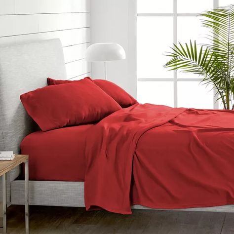 Bare Home Polar Fleece Sheet Set Full Red : Target Red Bed Aesthetic, Red Bed Sheets, Bedroom Design Apartment, Bed Sheets Cotton, Burgundy Bedding, Bedroom Ideas Furniture, Red Bed, Bed Aesthetic, Dads Room