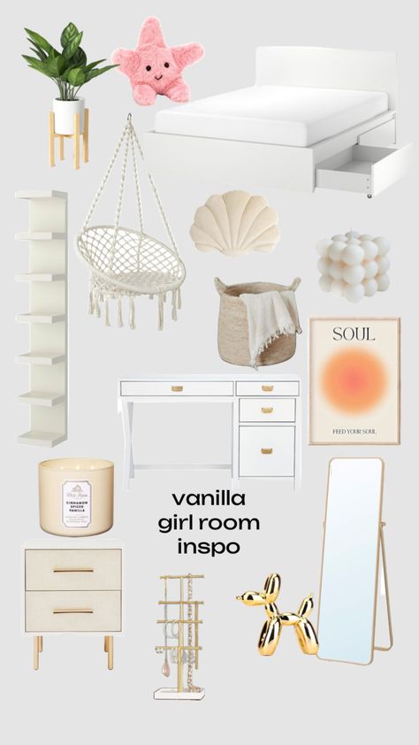 #vanillagirlasthetic #roominspo #aesthetic #cleangirl Teen Room Inspo Aesthetic, Comfy Room Ideas, Summer Room Decor, Room Wishlist, White Room Decor, Preppy Room Decor, Girly Room, Preppy Room, Cozy Room Decor