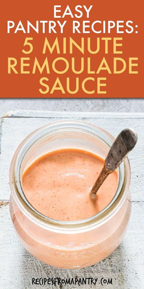 This easy, homemade Remoulade is made with common pantry staple ingredients in under 5 minutes. Remoulade Sauce works so well with classic Southern recipes as well as all sorts of everyday meals. Make this Cajun Remoulade to quickly and easily add tons of flavor to all your favorite dishes including shrimp poboy sandwiches. Click through to get this easy Remoulade Recipe!!  #remouladesauce #pantryingredients #easyremoulade #remouladesaucerecipe #easysaucerecipe #homemadesauces #southernrecipes Remoulade Sauce Easy, Poboy Sandwich Recipe, Remoulade Sauce Recipe, Crab Cake Sauce, Cajun Remoulade, Shrimp Remoulade, Pantry Recipe, Easy Sauce Recipe, Cajun Sauce