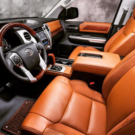 Check out the beautiful interior photo of the 2015 Toyota Tundra TRD Pro! Toyota Tundra Interior, Tundra Interior, Toyota Tacoma Seat Covers, Tundra Car, Toyota Tundra 1794 Edition, 2016 Toyota Tundra, Toyota Tundra Crewmax, Toyota Tundra Trd Pro, Tundra Crewmax