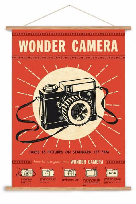 WRARE Wonder Camera Chart (affiliate) Map Wrapping Paper, Stationery Printing, Retro Camera, Beautiful Gift Wrapping, Paper Source, Vintage Cameras, Arte Popular, Vintage Camera, Vintage Ads