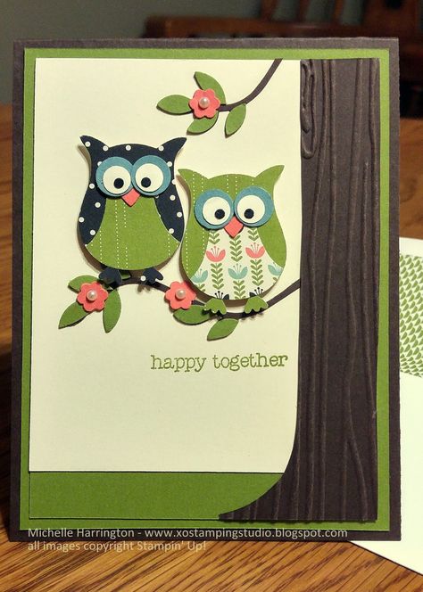 Six years ago today, my brother and sister-in-law got married on a beautiful beach in Hawaii!  Today, they have two beautiful children... Owl Punch Cards, Beach In Hawaii, Punch Art Cards, Owl Tree, Owl Punch, Owl Card, Bird Cards, Happy Together, Punch Cards