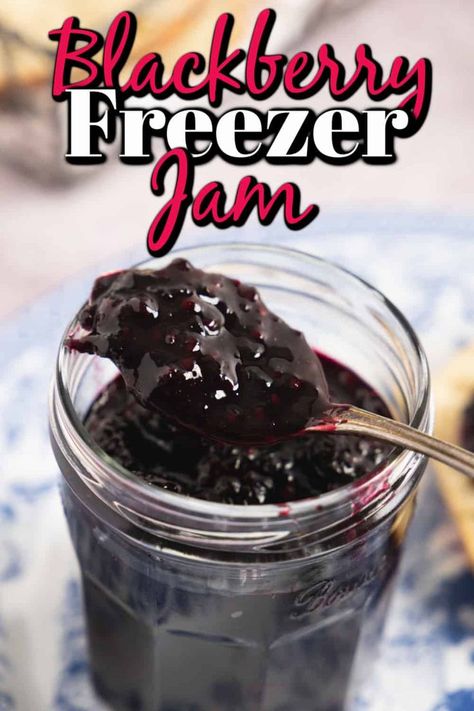 Blackberry Freezer Jam Easy, Sugar Free Freezer Jam, Blackberry Jelly Recipe, Blackberry Freezer Jam, Keto Jam, Freezer Jams, Blackberry Juice, Homemade Blackberry Jam, Blackberry Dessert