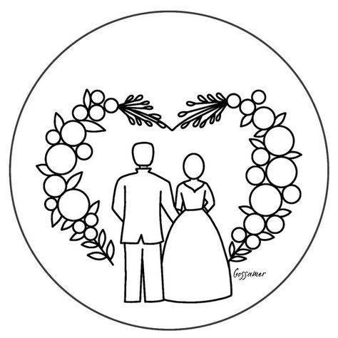 Learn this beautiful Embroidery Pattern Tutorial from my youtube channel "Embroidery by Gossamer" ❤️ Hoop Art Embroidery Wedding Template, Wedding Embroidery Hoop Pattern Printable, Hand Embroidery Art Design, Wedding Embroidery Patterns Free, Trace Embroidery Pattern, Embroidery Hoop Tutorial, Wedding Hoop Art Drawing Pattern, Embroidery Hoop Drawing, Hoop Art Embroidery Wedding Pattern