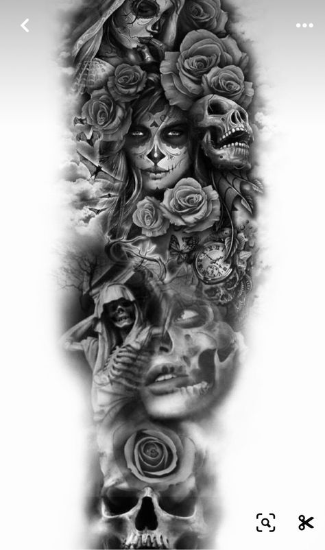 Feminine Skull Tattoos For Women Leg, Dark Romance Tattoo, Mexican Culture Tattoo, Touch Tattoo, Dean Tattoo, Santa Muerte Tattoo, Floral Skull Tattoos, Day Of The Dead Tattoo, Black And Grey Tattoos Sleeve