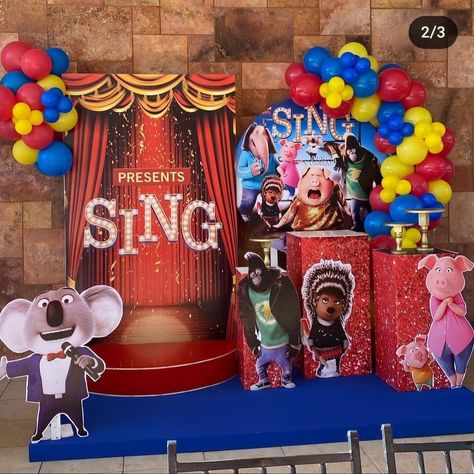 Sing Themed Birthday Party Decorations, Sing Movie Birthday Party, Sing Movie Party Ideas, Sing 2 Birthday Party, Sing Birthday Party Ideas, Sing Party, Sing Movie, Movie Crafts, Movie Birthday Party