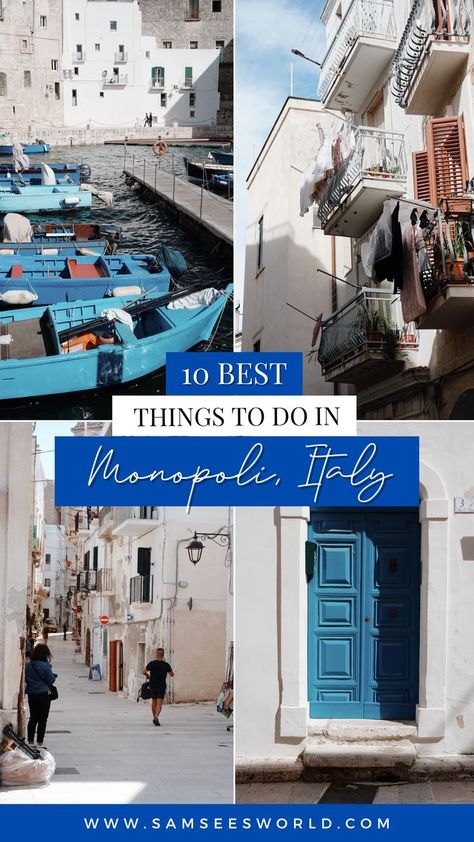 10 Best Things to Do in Monopoli, Italy. Monopoli Italy, Best Places In Italy, Florence Italy Travel, Mediterranean Travel, Italy Honeymoon, Tuscany Travel, Italy Travel Tips, Italy Travel Guide, Europe Vacation