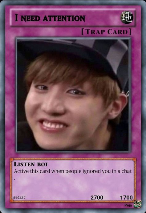 I Need Attention Meme, Bts Card Ideas, Attention Meme, Texting Funny, I Need Attention, Chat Memes, Idea Man, Trap Cards, Trap Card