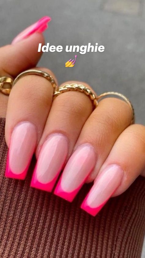 Pink Tip Nails, Pink French Tip, Pink French Nails, Emerald Nails, French Tip Acrylic Nails, Pink French, Tip Nails, Ballerina Nails, Nails French