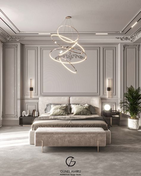 Soft bedroom :: Behance Neo Classical Interiors Bedroom, New Classic Bedroom Design, Neo Classical Bedroom, New Classic Bedroom, Classic Bedroom Interior, Modern Classic Bedroom, Classical Bedroom, Neoclassic Interior, Bedroom Design Luxury