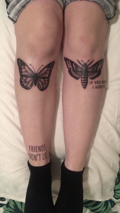 Butterfly And Moth Tattoo Above Knee, Shin Moth Tattoo, Moth On Knee Tattoo, Moth And Butterfly Matching Tattoos, Shin Butterfly Tattoo, Moth Under Knee Tattoo, Symmetrical Shin Tattoo, Butterfly Under Knee Tattoo, Moth Shin Tattoo