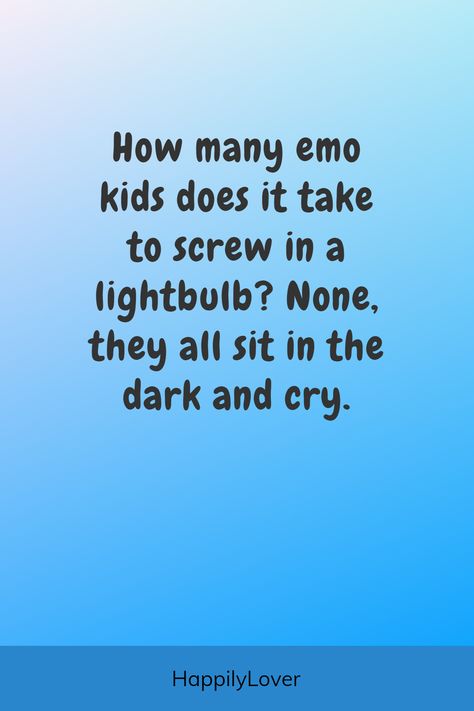 Hilarious dark humor jokes are sure to make you chuckle, think and even make your stomach hurt. But also, dark jokes push boundaries and ignite thought-provoking conversations. Let’s be honest, dark humor jokes are not for everyone. This is a place where the absurd meets the profound, the comedic meets the tragic, and where laughter is often found in the most unexpected of places. If you’re in a circle of close friends, these dark jokes make you giggle. Dark Humorous Jokes Funny To Tell, Dark Sense Of Humor Funny, Dark Homer Jokes, The Funniest Jokes, Jokes On You, Knock Knock Jokes Funny Dark, Dark Jokes Humour, Dark Humerus Jokes, Dark Jokes Humor Twitter