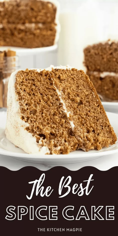 This recipe makes for a spicy, juicy, and rich cake that combines a bunch of different warming spices into a supple, moist, and delectable cake. This spice cake makes a perfect two layer cake or baked up in a 9×13 pan. Smother it in the best cream cheese icing you can find to make the absolute perfect dessert! Best Cream Cheese Icing, Two Layer Cake, Moist Spice Cake, Spice Cake Recipes, Rich Cake, Cake Recipes From Scratch, Decadent Cakes, Different Cakes, Spice Cake