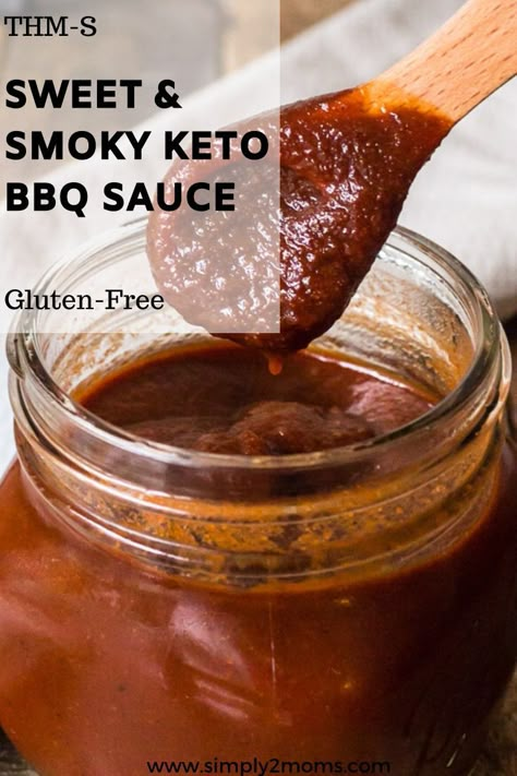 This sweet and smoky Low Carb BBQ Sauce recipe has just the right amount of heat. #simply2moms #s2mrecipe #keto #glutenfree #barbecue #sugarfree #ribs #sauce Keto Barbecue Sauce Recipe, Keto Bbq Sauce, Low Carb Bbq Sauce, Keto Bbq, Rib Sauce, Sweet Bbq Sauce, Keto Sauces, Barbeque Recipes, Barbecue Sauce Recipes