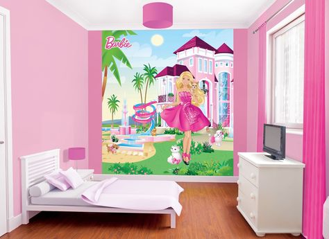 Walltastic Barbie Pink Palace Mural : Amazon.co.uk: Toys & Games Barbie Wallpaper, Feature Wall Design, Pink Palace, Wallpaper Mural, Easy Kids, Disney Wallpaper, Diy Tools, Fantastic Gifts, Feature Wall