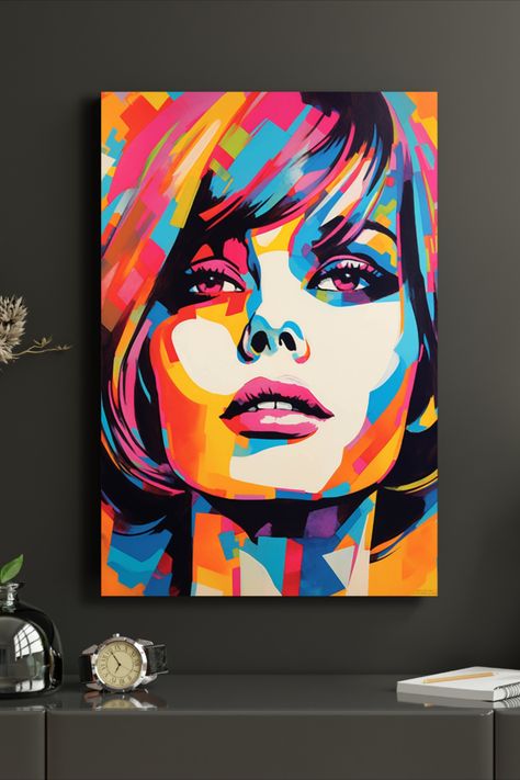 Step out from the crowd and let our captivating canvas prints transform your space into a true masterpiece! 🤩 Bedroom Inspiration. Livingroom Inspiration. Home Apartment Decor ★ Want to check other products? Click here to return to my shop's home page: https://www.etsy.com/no-en/shop/AIverseStoryArt ★ More Pop Art Canvases Wall Art here: https://www.etsy.com/no-en/shop/AIverseStoryArt?ref=seller-platform-mcnav§ion_id=43769803 Taylor Swift Pop Art, Canvas Bedroom, Pop Art Wall, Pop Art Canvas, Home Apartment, Colorful Portrait, Gifts For Art Lovers, Art Wall Art, Saturated Color