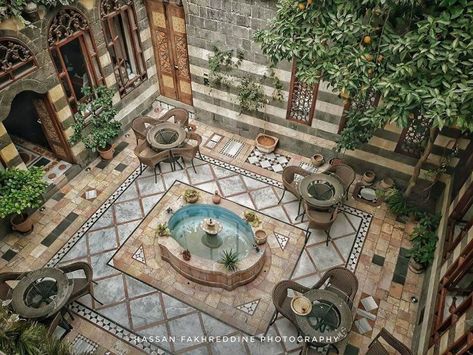 Syrian House Design, Syrian Home Interior, Syrian Garden, Syrian Courtyard House, Turkish Courtyard, Syrian Courtyard, Persian Courtyard, Syrian House, Syrian Interior Design