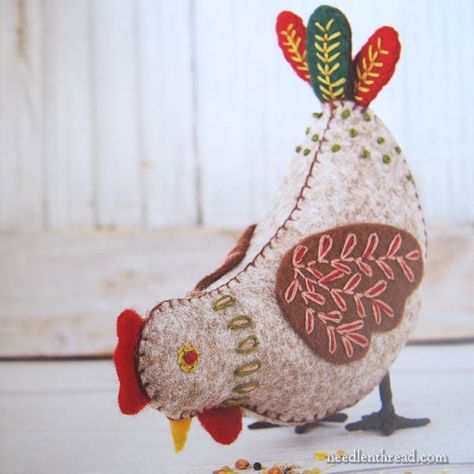 Folk Embroidered Felt Birds – Book Review – NeedlenThread.com Felt Birds Ornaments, Modern Folk Art, Chicken Crafts, Felt Crafts Christmas, Embroidered Felt, Bird Book, Felt Embroidery, Bird Crafts, Felt Birds