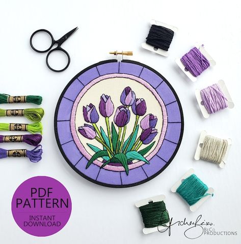 BeCoProductions - Etsy Stained Glass Embroidery Patterns, Stained Glass Embroidery, Monthly Embroidery, Glass Embroidery, Monogram Cross Stitch, Embroidery Threads, Outline Drawings, Modern Cross Stitch Patterns, Embroidery Ideas