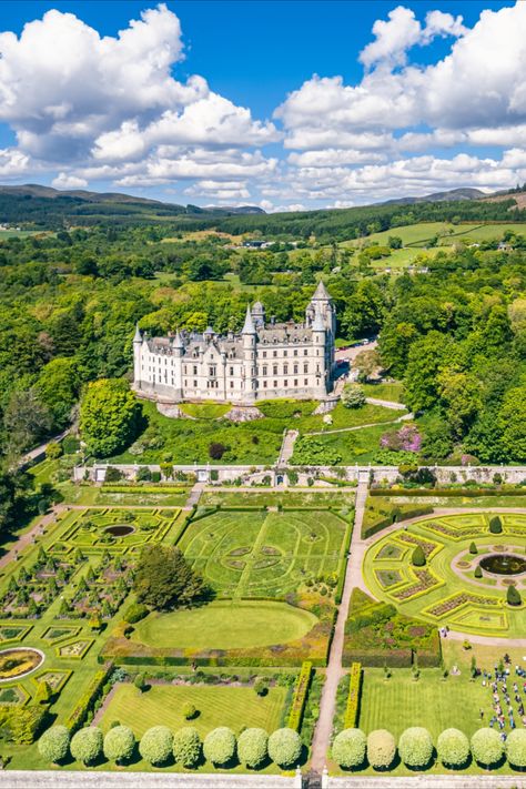 Fairytale castle, designed to resemble a fancy French chateau, with ornate formal gardens, modelled on those at Versailles. Ancestral seat of the Dukes of Sutherland. See our website for more bucket list ideas & top attractions in the Scottish Highlands. #scottishcastles #famouscastles #scottishhighlands #scotlandtravel #thingstodoinscottishhighlands #thingstodoinscotlandwithkids #scotlandattractions #bucketlistideas #bucketlisttravel #bucketlist Scottish Castles For Sale, Scottish Garden, Fairytale Places, Tiny Glade, Highlands Castle, Dunrobin Castle, Peles Castle, Edinburgh Travel, Castle Gardens