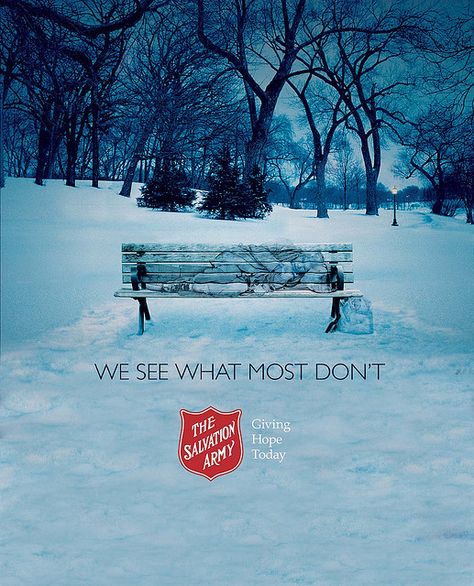 salvation army on christmas | Salvation Army Christmas Poster Army Christmas, Volunteer Coordinator, The Salvation Army, Christmas Campaign, Bench Outdoor, Street Marketing, Great Ads, Christmas Ad, Salvation Army