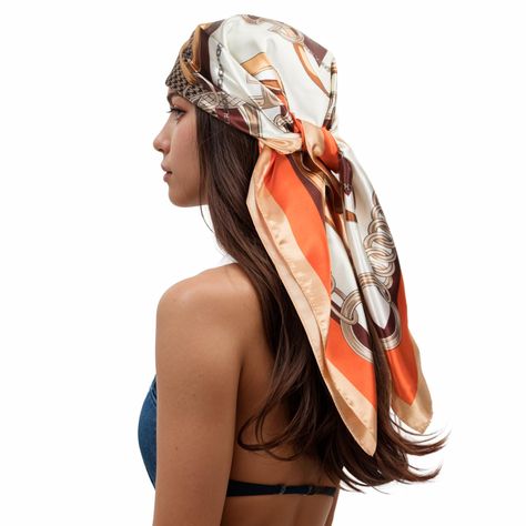 PRICES MAY VARY. RIIQIICHY women head scarf is made of 100% high quality Polyester, the touch of the scarf is silky and soft just like silk scarf, and looks shiny like satin scarf. The colors of the print scarf are bright and vivid Size of the square scarf is 35 x 35 inches, it is large enough as head scarf for sleeping, and headscarf during the day.The lightweight scarf can make a great decoration for your outfit. This scarf is suitable for any occasions and seasons, it can be widely used as a Scarves With Dresses, Stampede Party, Thrifting Inspiration, Head Scarfs, Ladies Head Scarf, Silk Scarf Hair, Silk Headscarf, Paris Summer, Scarf Hair