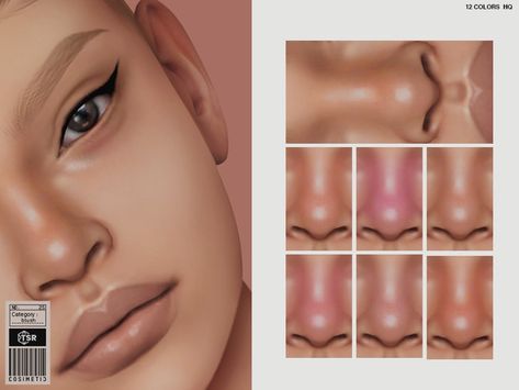 Sims 4 Skin Highlight, Nose Contour Sims 4, Sims 4 Cc Makeup Nose Highlight, Sims 4 Cc Face Contour, Sims 4 Cc Female Nose, Sims4 Cc Highlighter, Sims 4 Cc Skin Highlight, Highlighter Cc Sims 4, Sims 4 Cc Blush And Highlight